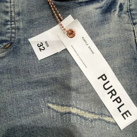 Purple Brand Jeans P001 Light Blue Vintage Skinny Distressed P001-LBVR524 Sz 32 - Picture 4 of 10